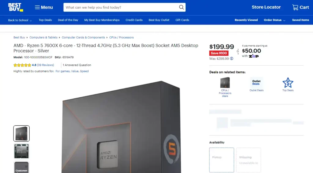 amd ryzen 5 7600x cpu available 199 us most affordable am5 chip best buy image 01
